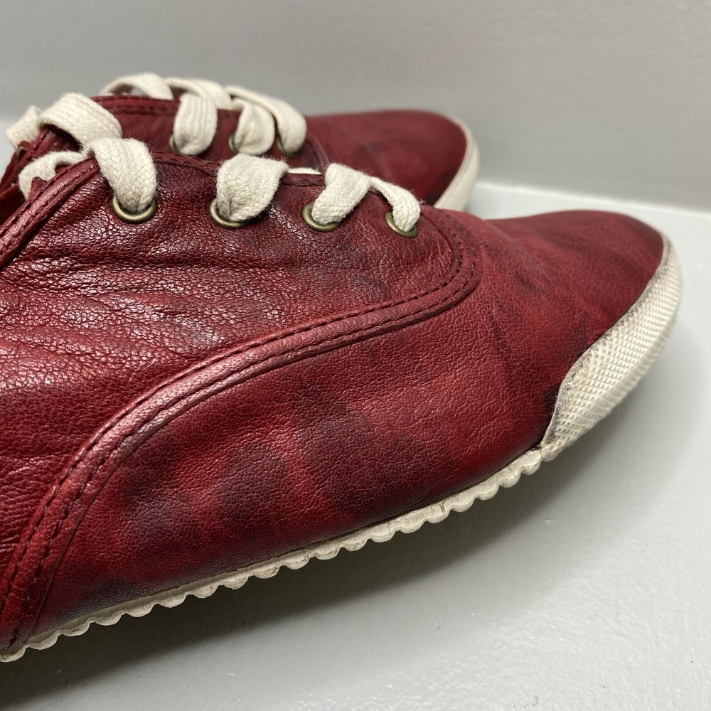 Frye Melanie Leather Sneakers Low Top Lace Up Burnt‎ Red Size 9M - Picture 6 of 12